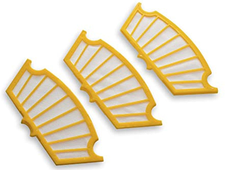 vhbw Filterset 3X Staubsaugerfilter kompatibel mit iRobot Roomba 500, 510, 520, 530, 531, 532, 534, 535, 540, 550, 555 Staubsauger - Hauptfilter; gelb