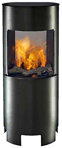 Ethanolkamin Gelkamin Höhe:100cm / Breite:37cm / Tiefe: 35 cm/freistehende Säule Kamin Schwarz Inklusive: 3 x Brennstoff-Behälter/Betrieb mit Bioethanol oder Brenngel