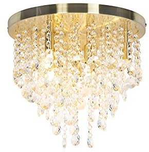 Qazqa Art Deco Deckenleuchte, Deckenlampe - Medusa - Gold, Rund, 7-flammig, 35cm, Ideal als Flur, Schlafzimmerlampe und Wohnzimmerlampe