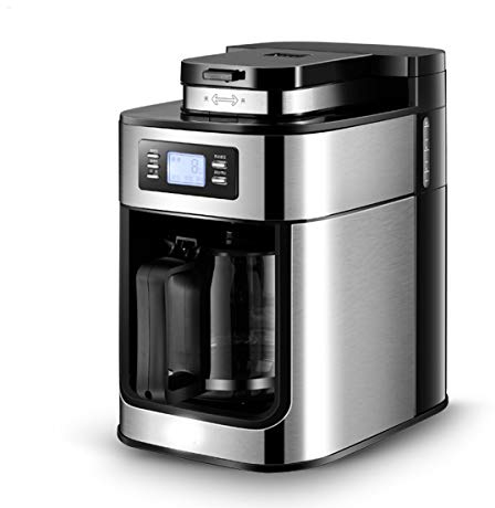LTLWSH Cafetera con Molinillo, 2 en 1 Cafetera Automatica Molinillo Integrado, cafetera Goteo Función de Calentamiento Automático 1200ML Cafetera de Filtro con Jarra de Vidrio, 1000W