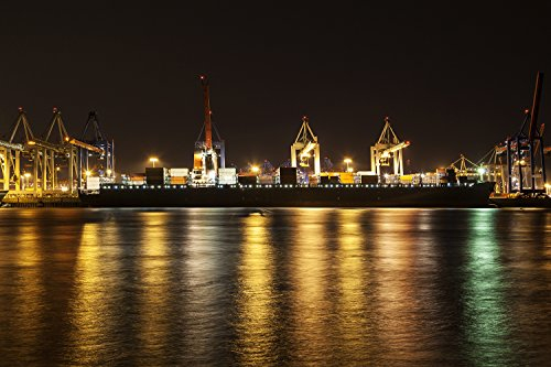 Fototapete - Containerschiff Hamburg Hafen (Selbstklebende Vlies-Fototapete) 200 x 133 cm