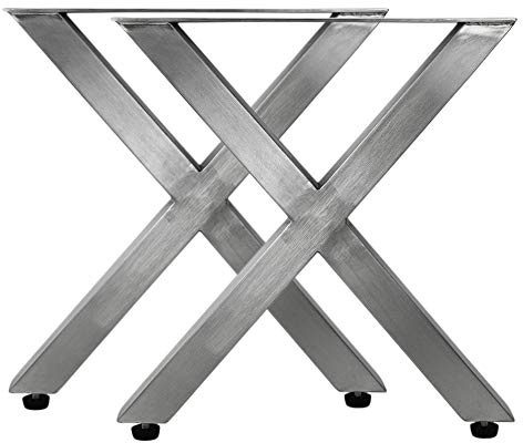 JWS Tischbeine Edelstahl Tischkufen Tischgestell Tischuntergestell Set, Ausführung:X-Tischbeine 400x400mm