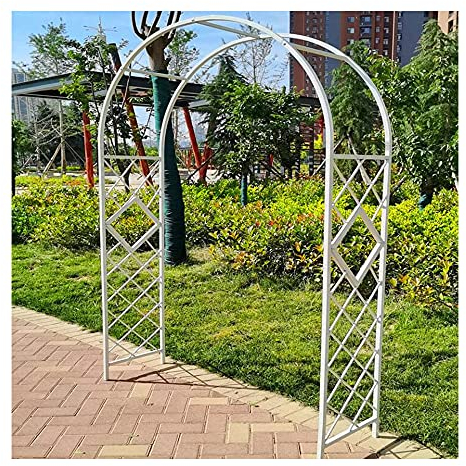 WFENG Torbogen Rankhilfe Spalier,GartenRosenbogen,Metall Pergola,Für Kletterpflanzen Kletterrosen,Pflanzbogen/Weiß / W220cm×H230cm