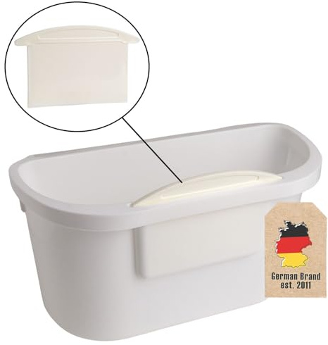 INTIRILIFE Cubo de basura en blanco para colgar con espátula de basura - Bote de basura multiusos para cocina, baño, desechos orgánicos, desechos residuales