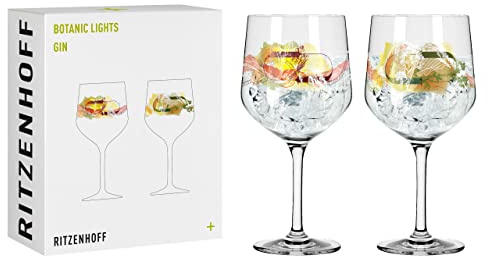 RITZENHOFF 3791001 Gin-Glas 700 ml - 2er-Set - Serie Botanic Lights Nr.1, 2 Stück mit Sommerfarben - Made in Germany, Grün, Orange, Gelb, Rot | Artikelnr. 3791001, Serie Botanic Lights, 2 Gin-Gläser 700 ml, Kristallglas, spülmaschinenfest