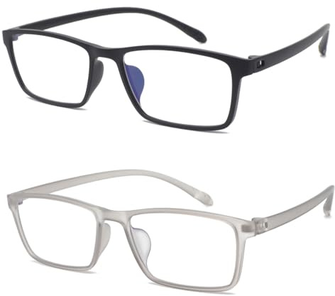 Mcoorn Gafas de Lectura Flexibles Ligeras, Anchas Anti Luz Azul (Pack 2)