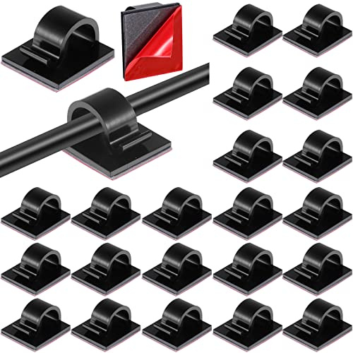 60 Stück Mini Kabelclips Selbstklebende Kabelklemmen Kabel Organizer Clips Außen Kabelhalter Kabel Management Lichterkette Befestigung für Zuhause Büro Auto Tisch (Schwarz, L)