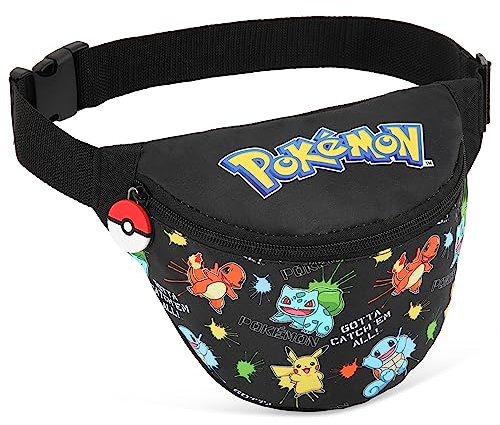 Pokémon Kinder Bauchtasche 2 Fächer Gürteltasche Schwarz Aop Officially Licensed Pokemon Merchandise