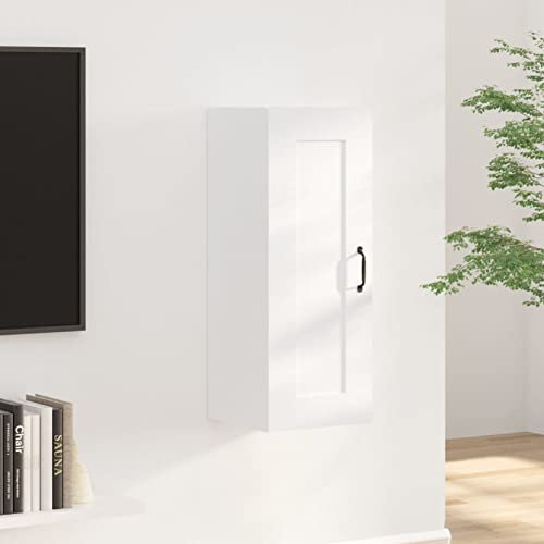 ZEYUAN Hängeschrank, Wandschrank Wohnzimmer, Aufsatzschrank, Weiß 35x34x90 cm Holzwerkstoff