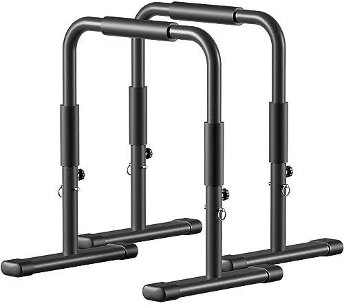 Dip Barren, Dip Station, Fitness Parallettes, 82-102 cm höhenverstellbar, Gymnastik Calisthenics Equipment, bis 200 kg, für Ganzkörper-Krafttraining, Körpertraining