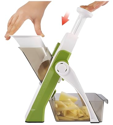 Cortador de Verdura Vertical,Mandolina de Cocina,Cuchillas de Acero Inoxidable,Fácil Manejo,Corte Preciso.