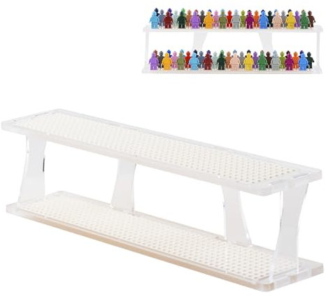 Tapeera Acryl Tischdisplay für Minifiguren – Stapelbare Vitrine Regal Organizer für 72 Sammelfiguren oder Mini-Block Sets – Minifiguren Display Kompatibel mit gängigen Marken – weißer Sockel