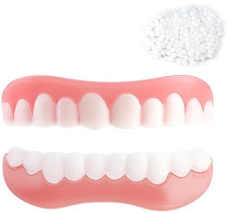 1 Paare Zahn Bleaching Veneers Künstlicher Zahnersatz Oben Und Unten, Fake Zahnspange Falsche Zähne Zum Aufstecken Für Männer Und Frauen, Natürlich Und Komfortabel