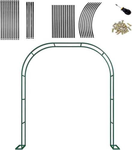 WCQSYY Arco Da Giardino in Metallo,Arco Per Rose Per Piante Rampicanti,Resistente Padiglione Da Giardino,Traliccio,Pergolati Alle Intemperie E Autoportante,Con Base,Facile Da Montare,Verde,W1.4M*H2.3M