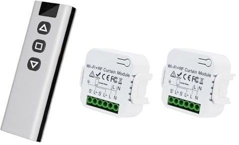 Junterone Commutateur de Rideau Intelligent Tuya WiFi 433 MHz Module de Commande de Stores de Volet Roulant avec Télécommande pour Volet Roulant Électrique