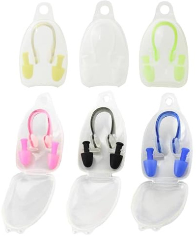 VEHYEGOI 6 Sets Of Nose Clip Earplugs, Swimming Training Supplies, Soft Silicone Nose Clip Earplugs, Waterproof Silicone Nose Clip Earplugs, Swimming Accessories For Adults And Children