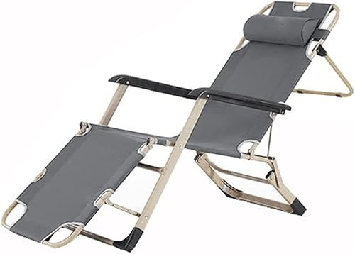 Klappbare Liegen Übergroßer Outdoor-Stuhl Tragbare Lounge-Stühle Klappbare Liegestühle Sonnenterrasse Chaiselongue Pool Rasen für Terrasse Pool Deck Camping (Farbe: Schwarz) (Gra