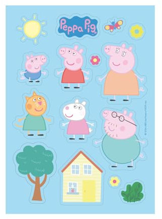 Dekora, Peppa Pig Topper Azyme Découpée, Décoration Comestible pour Gâteau d'Anniversaire, Cupcakes ou Biscuits, Anniversaire à Thème pour Enfants