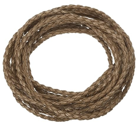 sourcing map Braided Leather Cords, Round Leather Strap, Soft Jewelry Leather Rope for Jewelry Making, Tie Making, Necklaces (3mm, 2 Yard, Brown)