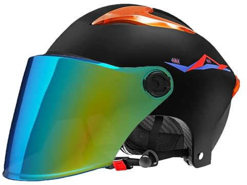 JATIBOSH Jet-Helm mit Sonnen-Visier, Roller-Helm Für Frauen Und Herren Im Edlen Vintage-Look, Qualität Nach ECE-Norm