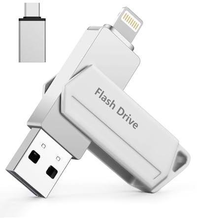 USB Stick für iPhone 256GB MFi Zertifiziert 3 in 1 USB 3.0 Lightning External Memory Type C Photostick Speicherstick für iPhone/iPad/iOS/Android/Mac/PC - Externe Speicher (Silber)