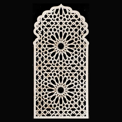 Ornamentierte Holzpaneele - 100x50cm - Dekoration für Wand und Decke + Beschattung und Sichtschutz (Tor Marokko)