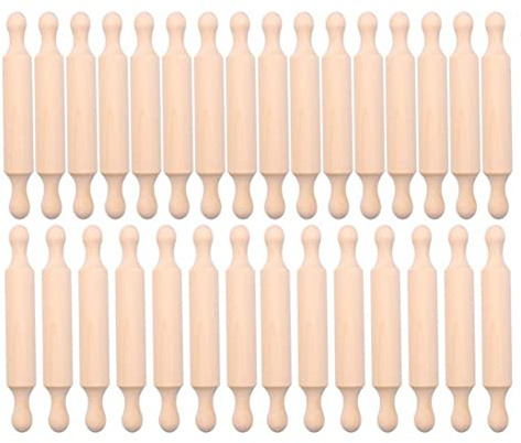 melairo 20 Pezzi Mini Mattarello in Legno da 6 Pollici Lungo Cucina Mattarello Piccolo Rullo per Pasta di Legno per Bambini Fondente