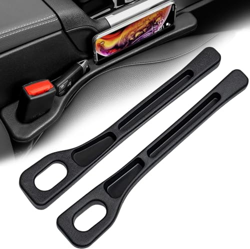 Delsen 2 Stück Car Seat Gap Filler,Autositz Lückenfüller für Autositze Doppelter Stauraum,Aufbewahrungsbox für Autositze das Herunterfallen von Gegenständen,Passt für die Meisten Modelle (Schwarz)