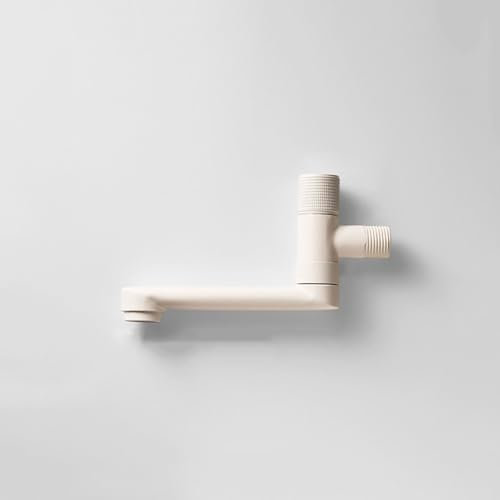 XSDSM Kaltwasserhahn Wandmontage 1/2 Zoll 180° Drehbar Faltbar Wasserhahn Wandmontage für Küche und Badezimmer Einzelgriff Kupfer,Milch Weiß,15 CM