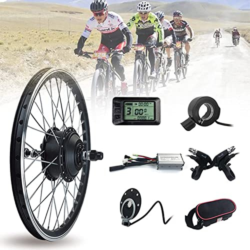 Lbxlhr E-Bike Vorderrad Conversion Kit 36V/48V 350W 500W Nabenmotor Fahrradzubehör Umbausatz,20/24/26/27.5/28/29/700c Vorderrad Elektrofahrrad Umbausatz mit LCD7U Display(48V/350W,24in)