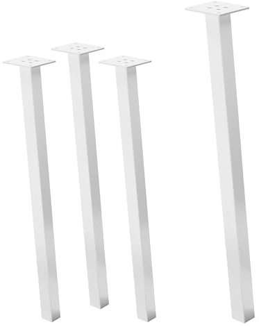 ML-Design 4er Set Tischbeine schräg 72 cm, Weiß glänzend, aus pulverbeschichtetem Stahl, eckig, Profil 4x4 cm, I-Form, Möbelfüße Metall 96° Neigung, Tischfüße Möbelbeine für Esstisch & Schreibtisch