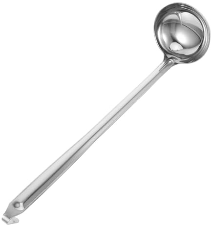 Generic Stainless Steel Soup Ladle with Long Handle Versatile Serving Utensil for Home and Restaurant Use for Cooking Stirring and Portioning Soups and Sauces Convenient Storage Hook