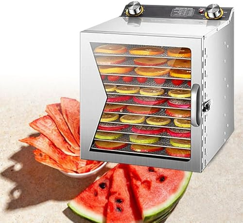 WEIMILOR Macchina liofilizzatrice, 12/18 Strati liofilizzati, temporizzazione 0-12 Ore, Temperatura 35-90 °C, Ventola da 6 Pollici a 360°, per Frutta, Verdura, Carne e Frutti di Mare,12Layers