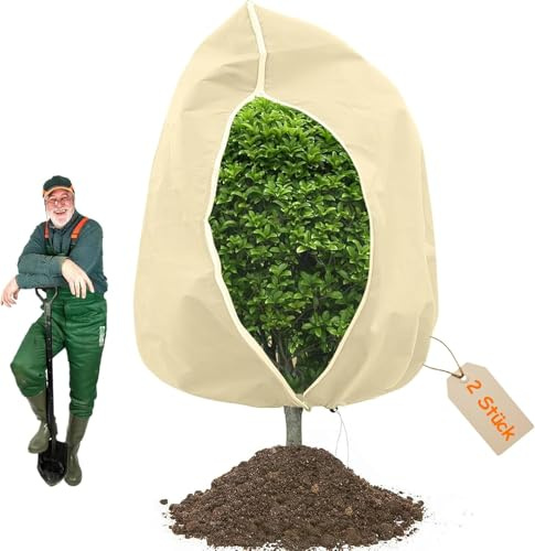 TOFFCAEA 2 pièces Voile Hivernage Plante Exterieur 80g/m², Housse Hivernage Plante, avec Fermeture éclair et Cordon de Serrage, Housse d'hivernage Plante Réutilisable (250x360cm, 2 pièces)
