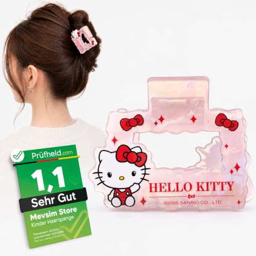 Hello Kitty Haarspange - Haarklammer für Mädchen & Kinder - Haarspangen Damen Haarclip aus Acryl 6 x 5 cm - Haarschmuck Mädchen - süßer Hair Clips für Schule Alltag Geschenk Dutt Zopf Unicorn