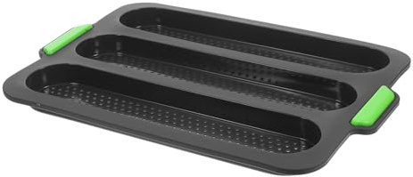 Hemobllo Moule à Silicone Trois Fentes pour Baguette Moule de Cuisson Antiadhésif pour Français Cake et Hot-dog Cuisson Maison et Professionnelle Gris Foncé