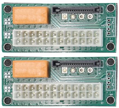 Gurtt 2-pack 24-stifts strömförsörjning synkroniseringsstarter, SATA dubbel PSU adapter jumper kortkontakt