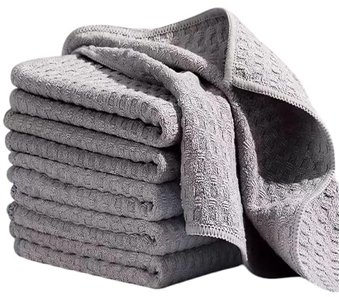 SHYSBV 6X Spültücher Waschbar, Spüllappen & Mikrofaser Abwaschlappen 30x30cm - Waffeltücher für Küche, Bad, Barista & Putzen, Graue Microfasertücher