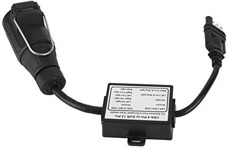 Tbest Connettore per Rimorchio Spina Piatta US 4 Pin a EU 13 Adattatore Convertitore Cablaggio Circuito Luce Portatile per Portabiciclette per