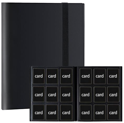9 Bolsillos de Álbum de Colección de Tarjetas, 540 Bolsillos laterales Grandes álbum de Tarjetas de Colección, Álbum de Carta con 30 Paginas, Álbumes de Tarjetas de Colección Impermeable (Negro)