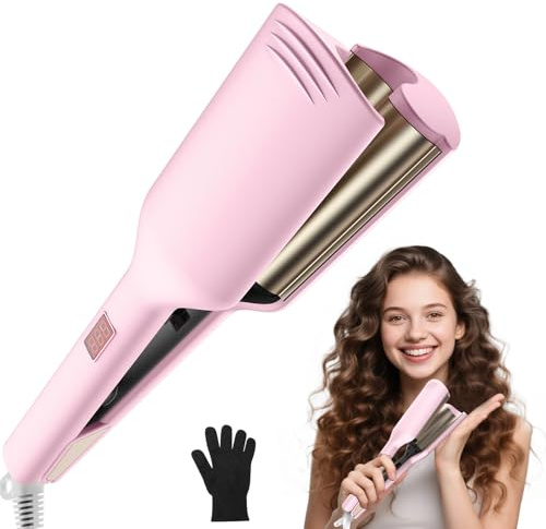 UMIGA Hair Waver for Women Hair Crimper, 120-200℃ Wave Curling Iron, Mermaid Beach Waver Hair Curler for Long/Short Hair, 30s Quick Heating, Duuble Voltage for Travel Home Dorm Immediate Waves