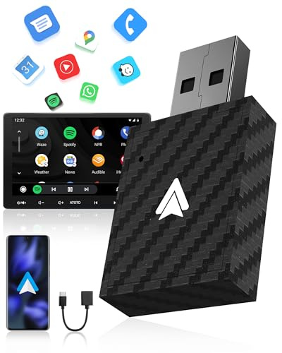 WityEye Adattatore Android Auto Wireless, AA Wireless per Android 11+, Bluetooth V5.3, Dual Core a WLAN 5.8GHz, Veloce e Stabile
