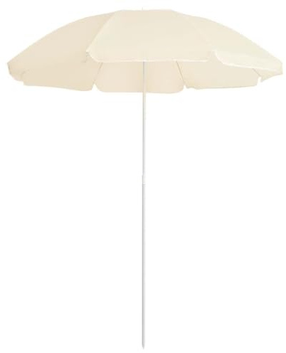 LKJephalotrop Ombrellone da spiaggia giallo sabbia, 240 cm, pieghevole, per spiaggia, giardino e balcone, grande ombrellone da giardino con inclinazione e apertura antivento, stabile ed elegante
