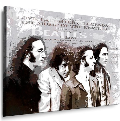 fotoleinwand24 - Stampa su tela Beatles - Lennon immagine 100 x 70 cm k. Poster. Quadro già montato su telaio. Stampa artistica pop art, da parete, per decorazione. Stampa artistica con stelle musicali.