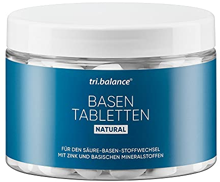 tri.balance Basentabletten Natural 225 Tabletten - ohne Geschmack I Ausgleich des Säure-Basen-Haushalt I Mit Zink - basischen Mineralstoffen - vegan I In Deutschland hergestellt