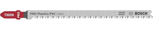 Bosch Accessories Professional 5x Stichsägeblatt T 302 H Clean for PVC (für PVC-, PA-, PS- Platten, Zubehör Stichsäge) 3 65 mm