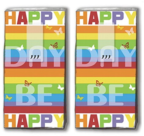 20 Taschentücher (2x 10) Colourful Day – Farbenfroher Tag/Happy Day/Be happy/Motivtaschentücher