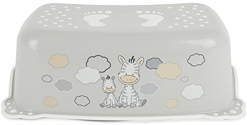 Bieco Taburete Infantil Zebra Antideslizante | Un peldaño, Altura 14cm | Tamaño 42x28cm | Taburete niños | baño | Escalón | Infantil