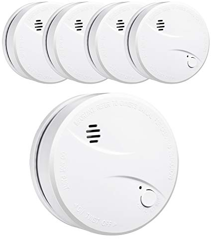HEIMAN Rilevatore di fumo con 10 anni batteria, VdS, BOSEC, EN14604, allarme antincendio certificato CE, sensore fotoelettrico con allarme fumo di controllo automatico (5 Pezzi)