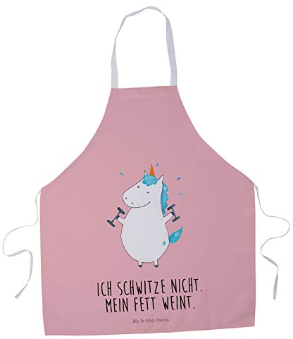 Mr. & Mrs. Panda Kochschürze Einhorn Fitness - Geschenk, Pumpen, Latzschürze, Einhorn Deko, Damen Schürze, Abnehmen, Küchenschürze Damen, Unicorn,